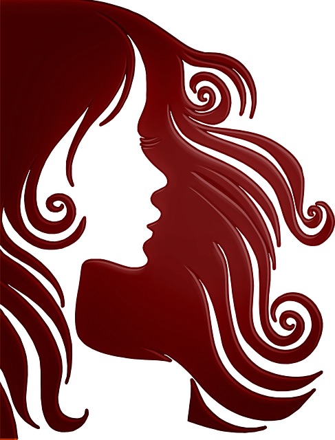 Frauenzeichnung mit langen Haaren im Profil